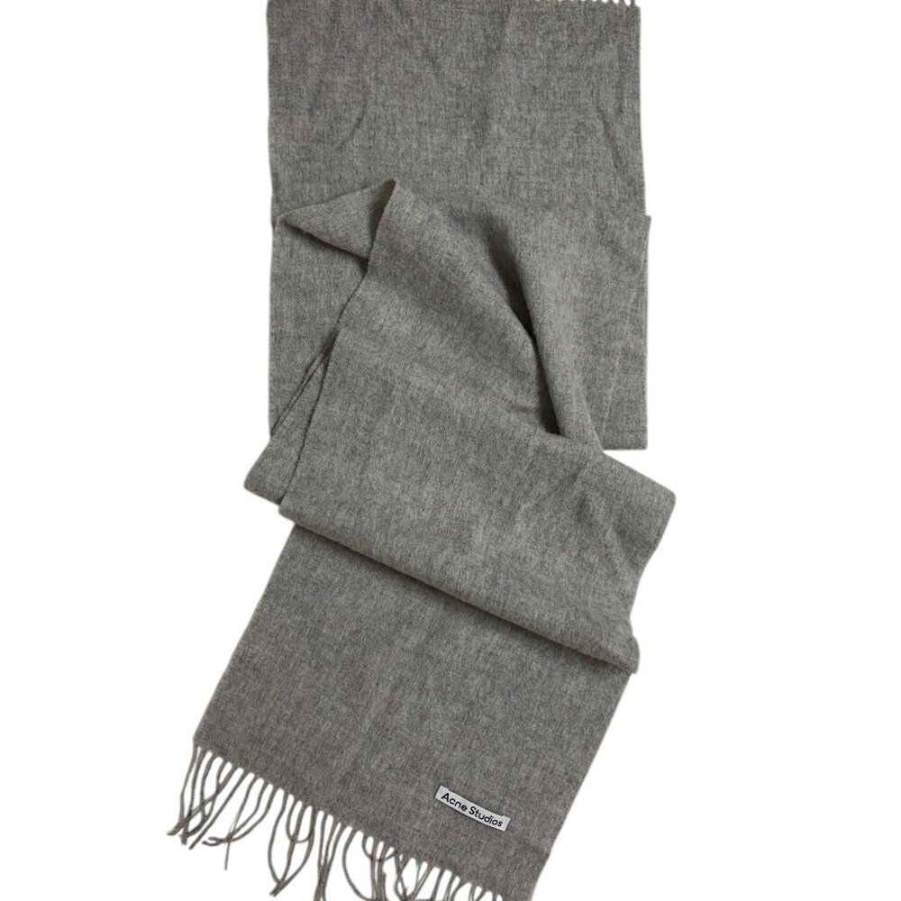 Acne Studio Grey Wool Fringe Scarf